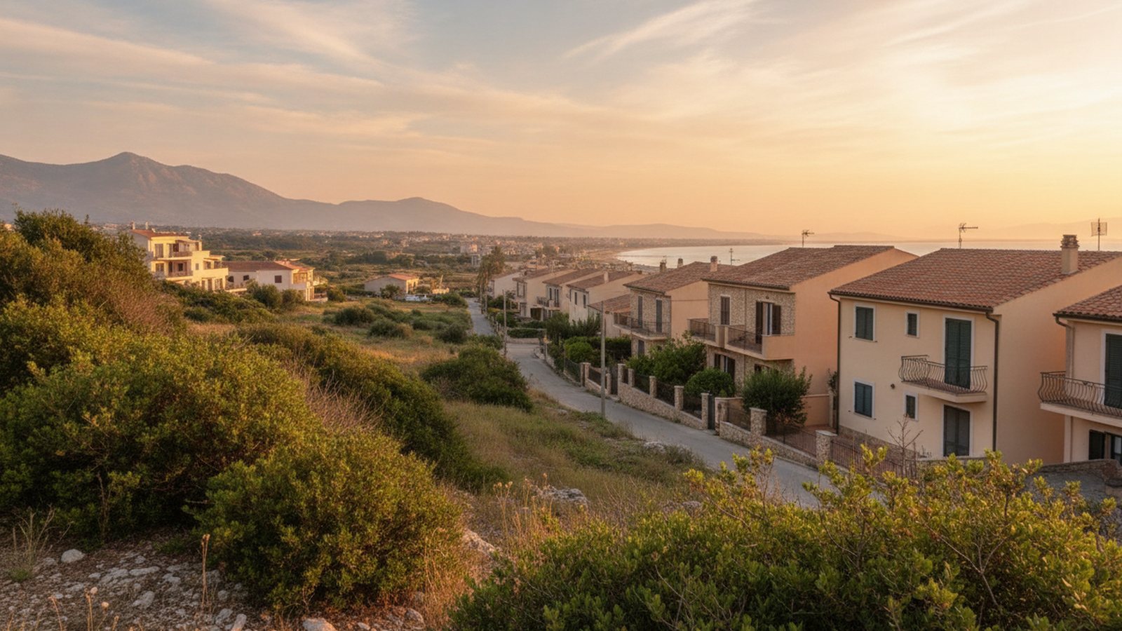 Il litorale di Balestrate visto dall alto, fra le case sulla collina e il mare del golfo
